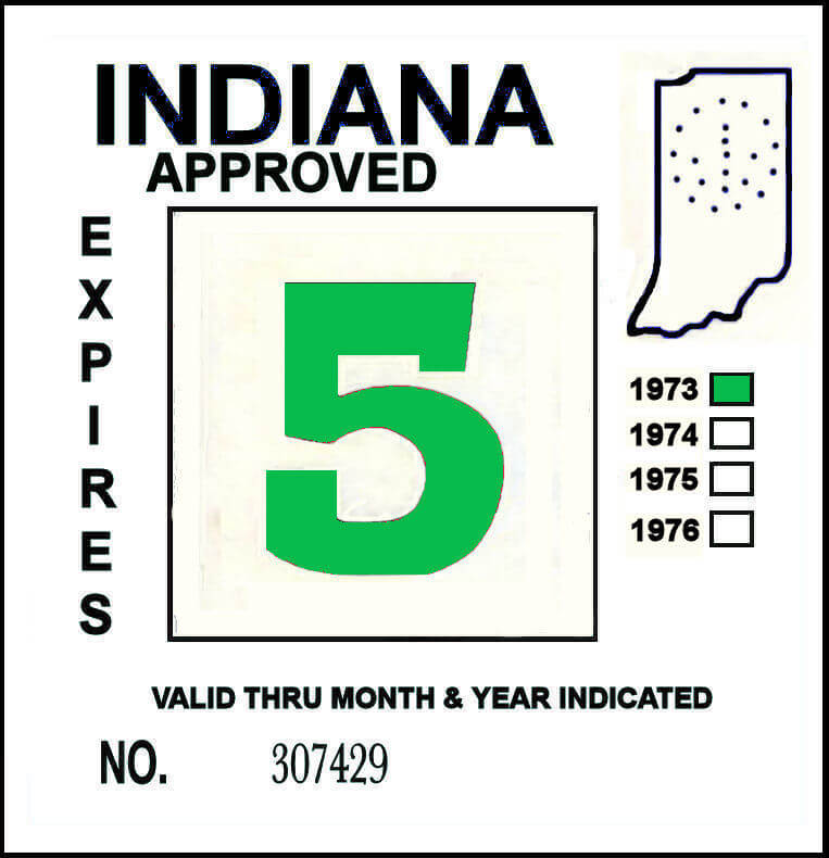 (image for) 1973 Indiana INSPECTION Sticker GREEN